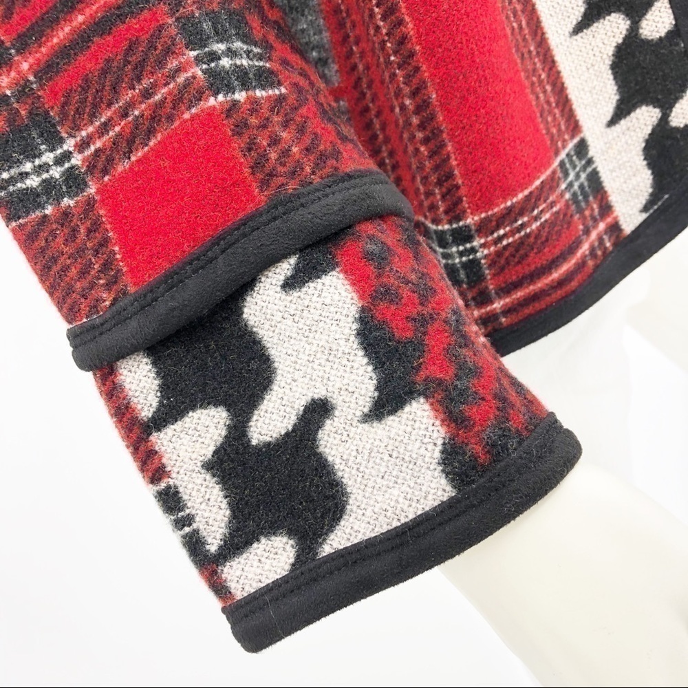 Artistic Red And Black Patchwork Blazer - image 4